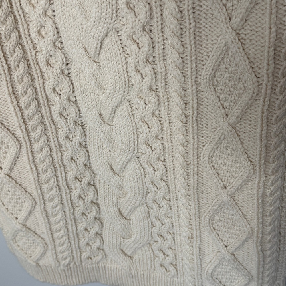Ralph Lauren Double RL Cable Knit Wool Silk Sweater Dress Cream Mock Neck Medium - Picture 10 of 16